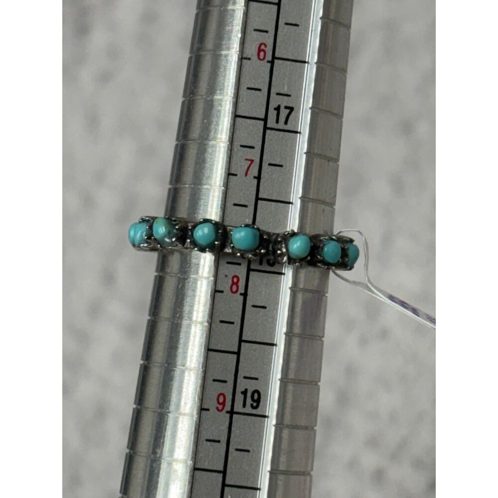 Sterling Silver Blue Stone Eternity Band Ring Size 8 #68412 - Picture 4 of 7